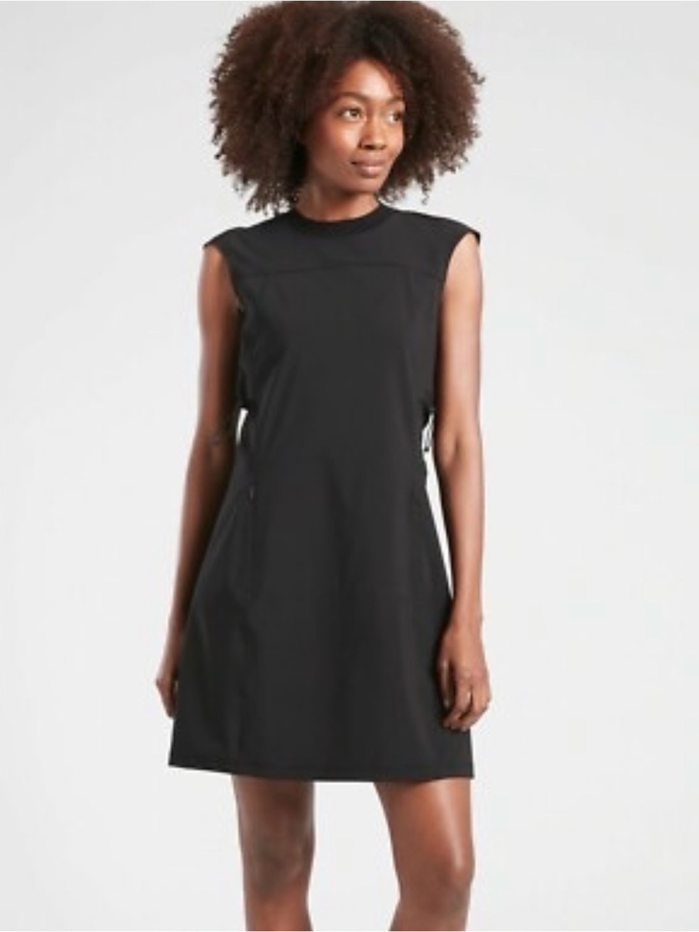 Athleta Yosemite Athletic Sport Mini Dress Black Mesh Drawstring XS